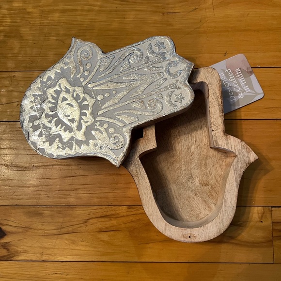 Hamsa mango wood 8” box New in Box - Picture 2 of 6